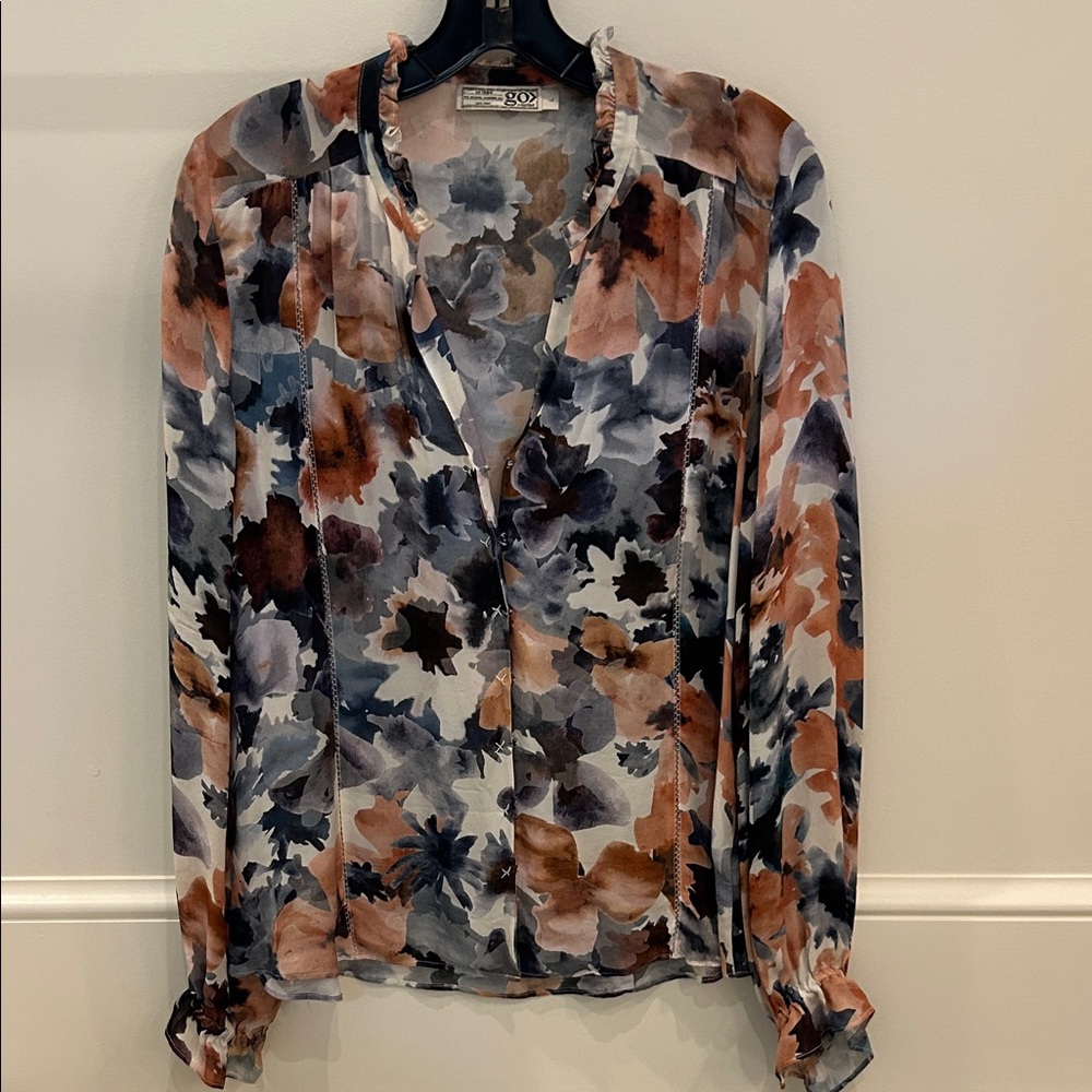 Silk Floral Print Women's Top - Multicolor